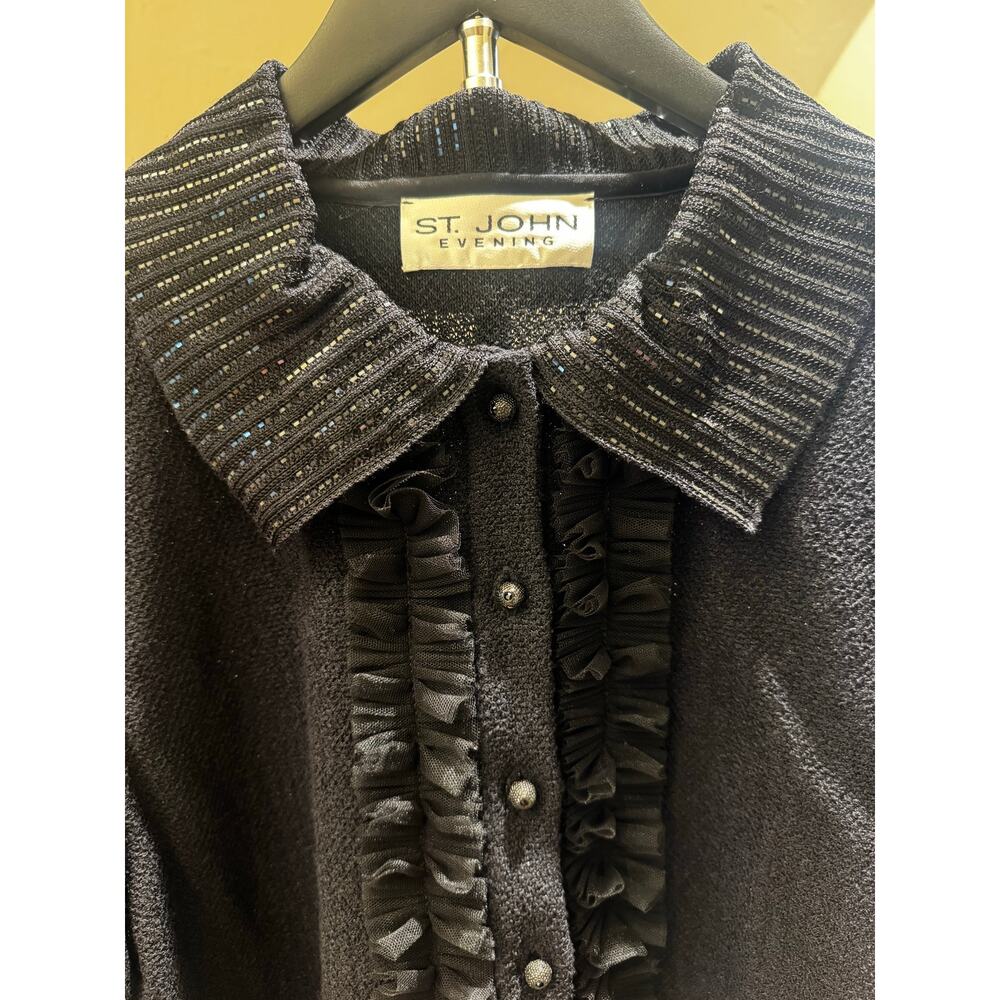 Vintage St. John Evening Black Embellished Short-Sleeved Sweater. EXCELLENT cond
